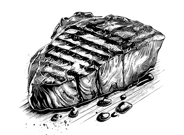 烤肉雕刻手绘草图餐馆业务概念矢量图解 — 图库矢量图片