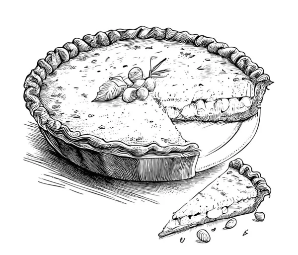 Corn Pie Hand Drawn Sketch Latin American Food Restaurant Business — Stock Vector