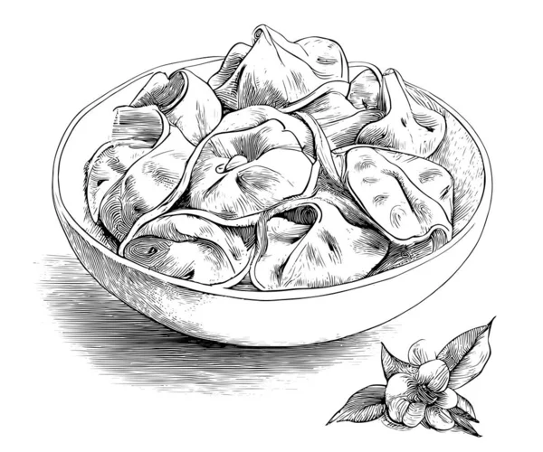 Khinkali Talíři Ručně Kreslené Náčrt Asijské Jídlo Restaurace Obchodní Koncepce — Stockový vektor