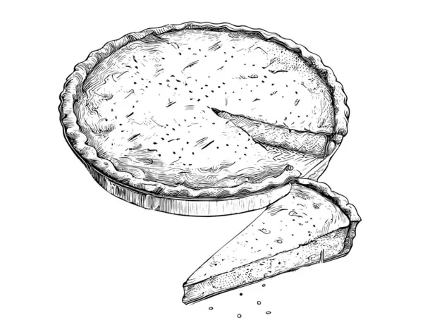Corn Pie Skizze Handgezeichnet Lebensmittel Restaurant Geschäftskonzept Vector Illustration — Stockvektor