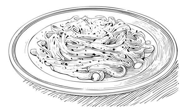 Spaghetti Pasta Bosquejo Comida Dibujada Mano Restaurante Concepto Negocio Ilustración — Archivo Imágenes Vectoriales
