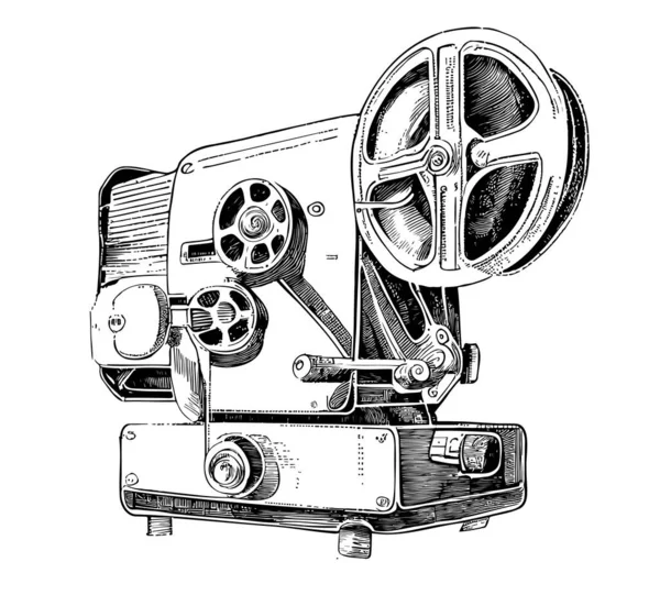 Film Projektor Retro Skiss Handritad Vintage Vektor Illustration — Stock vektor