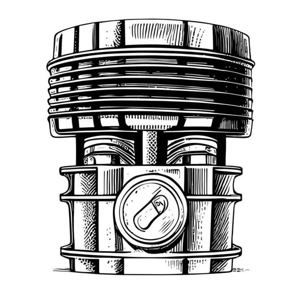 Illustrazione Vettoriale Dello Schizzo Del Pistone Dell Automobile Disegnata Mano — Vettoriale Stock