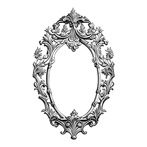 Mirror Frame Vintage Hand Drawn Sketch Vector Illustration — 스톡 벡터
