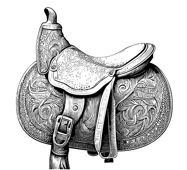 Saddle Sketch Hand Drawn Doodle Style Vector Illustration — Vetor de Stock