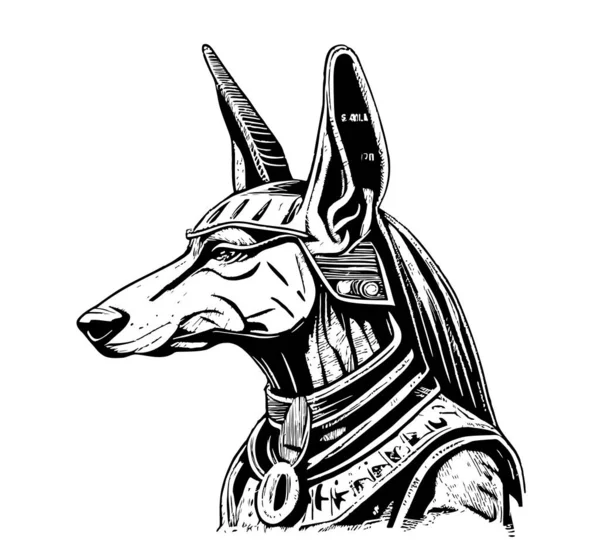 Anubis Portrait Sketch Hand Drawn Vector Illustration — Image vectorielle