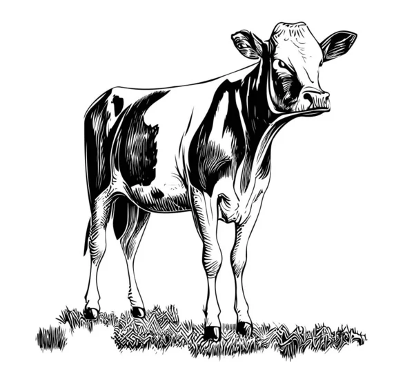 Cow Calf Hand Drawn Sketch Vector Illustration — Stock Vector