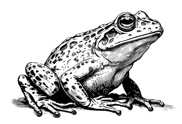 カエルの手描きスケッチベクトルイラスト爬虫類 — ストックベクタ