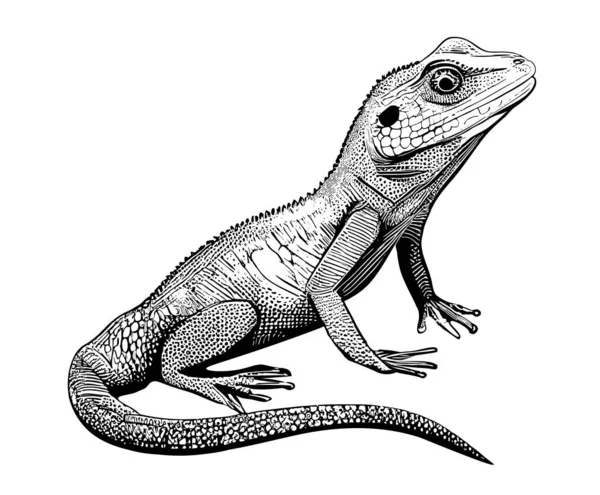 Lizard Hand Drawn Sketch Vector Illustration Animal Reptile —  Vetores de Stock