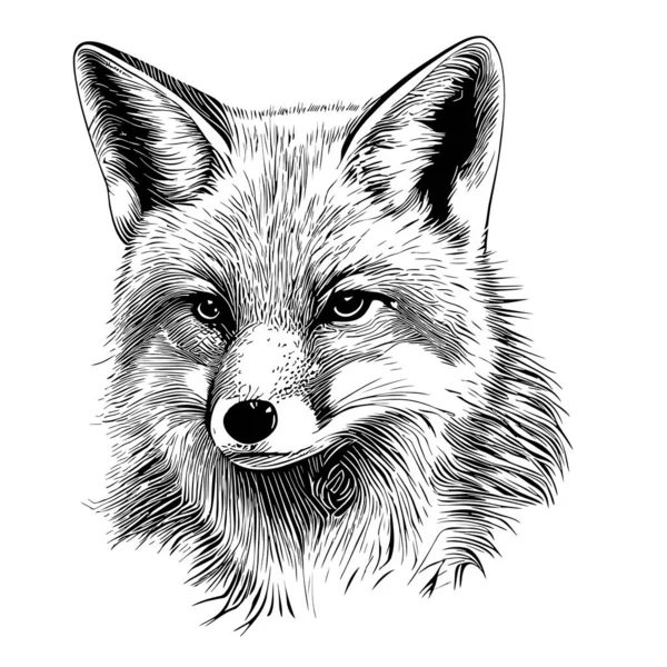 Fox Rosto Esboço Mão Desenhada Doodle Estilo Ilustração —  Vetores de Stock