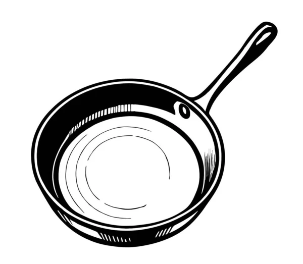 Sketch Frying Pan Hand Drawn Doodle Style Illustration — ストックベクタ