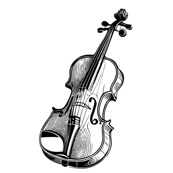 Violin Retro Hand Drawn Sketch Illustration Musical Instrument — Stock Vector