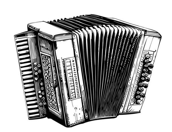 Accordion Μουσικό Όργανο Χέρι Ζωγραφισμένα Σκίτσο Εικονογράφηση — Διανυσματικό Αρχείο