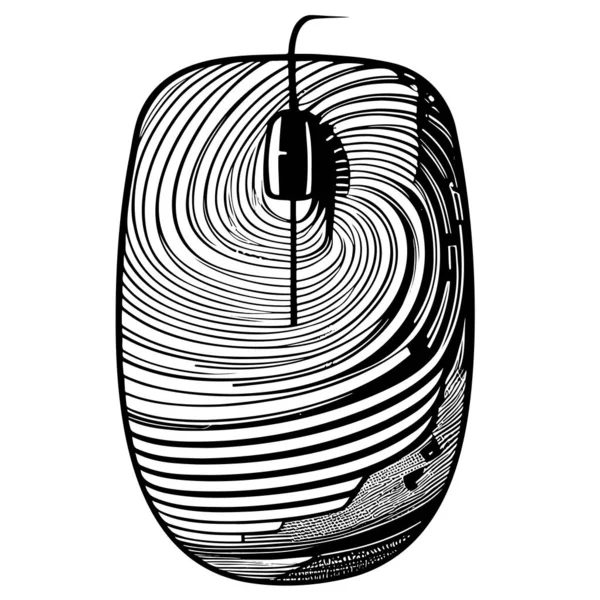 Computer Maus Hand Gezeichnete Skizze Vektor Illustration Technologie — Stockvektor