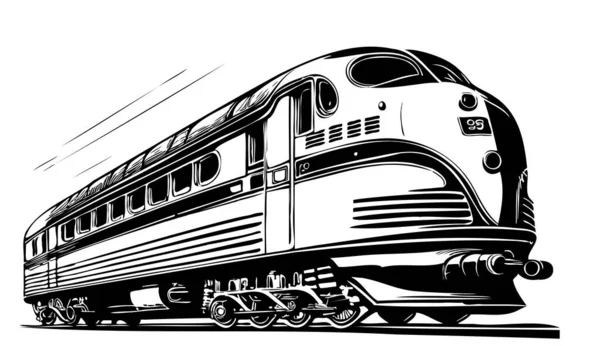 Treno Schizzo Vintage Disegnato Mano Stile Doodle Illustrazione Vettoriale Trasporti — Vettoriale Stock