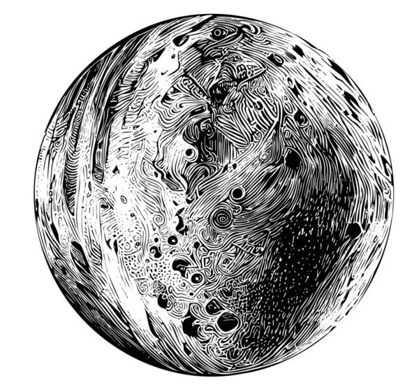 Mercurio Planeta Boceto Dibujado Mano Ilustración Espacial — Vector de stock