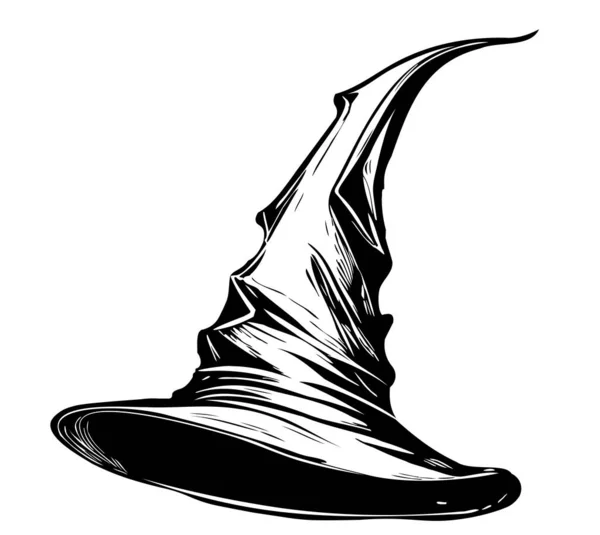 Chapeau Sorcière Esquisse Simple Dessin Main Halloween Illustration — Image vectorielle