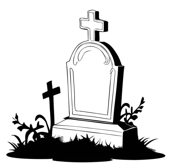 Dessin Animé Tombstone Dessin Main Illustration Halloween — Image vectorielle