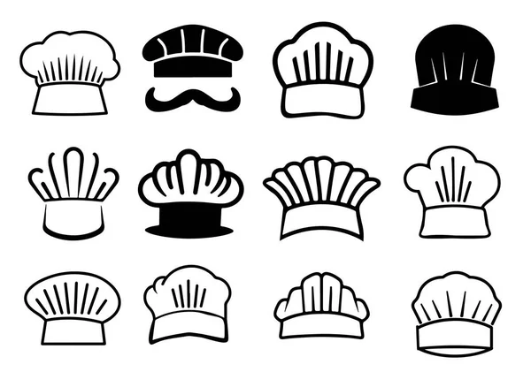 Cook Chapéu Conjunto Ícones Mão Desenhado Esboço Ilustração — Vetor de Stock