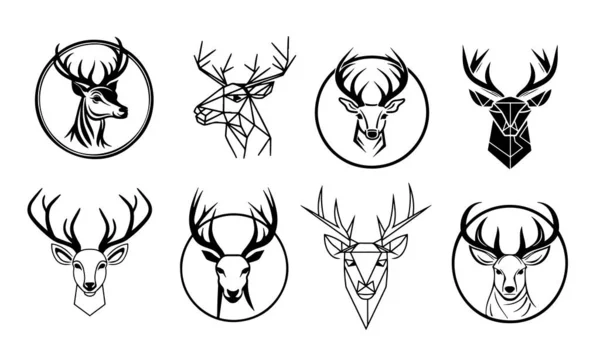 Hjorte Hoved Logo Skitse Hånd Tegnet Doodle Stil Illustration – Stock-vektor
