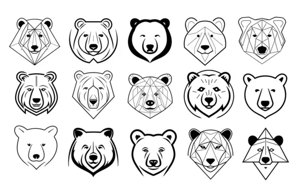 Náčrt Loga Sbírky Medvědí Hlavy Ručně Kreslený Stylu Čmáranice — Stockový vektor