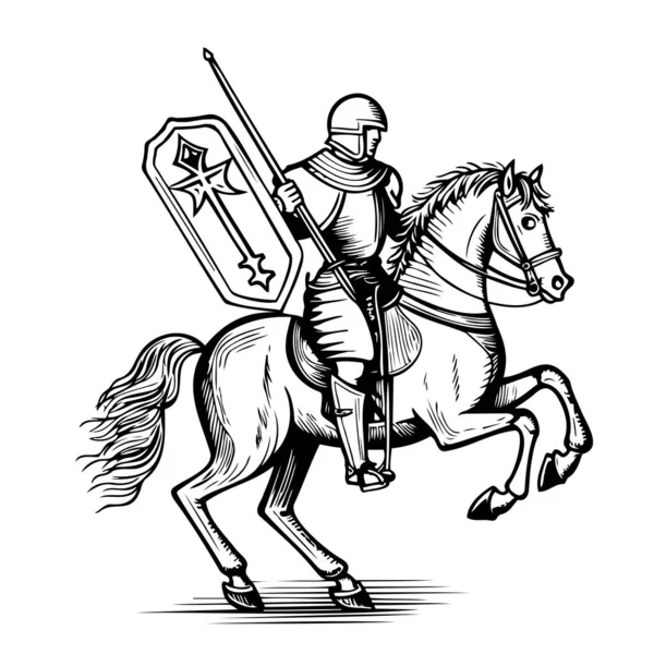 Chevalier Esquisse Dessinée Main Dans Une Illustration Style Doodle — Image vectorielle