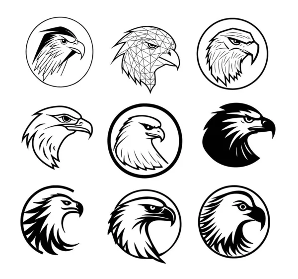 Eagle Testa Logo Schizzo Disegnato Mano Stile Doodle Illustrazione — Vettoriale Stock