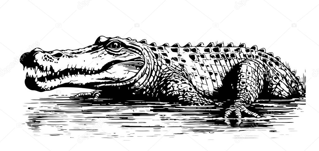 Crocodile sketch hand drawn in doodle style illustration