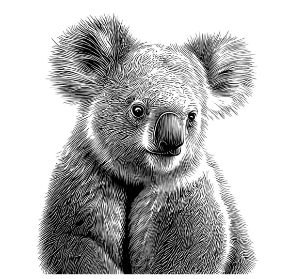 Koala Rosto Desenhado Mão Esboço Ilustração Animais Selvagens —  Vetores de Stock