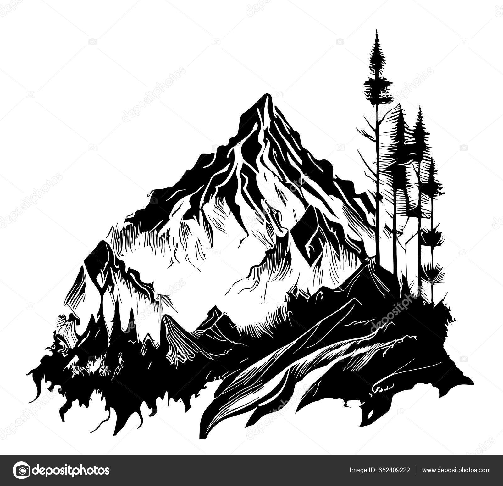 Mountains silhouette clip art Black and White Stock Photos & Images - Alamy