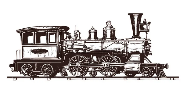Vintage Train Vapeur Dessiné Main Croquis Illustration — Image vectorielle