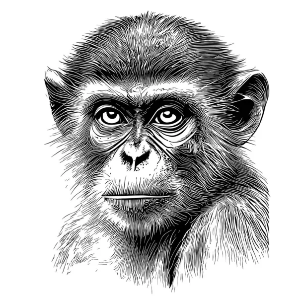 Affengesicht Handgezeichnete Skizze Illustration Wilde Tiere — Stockvektor