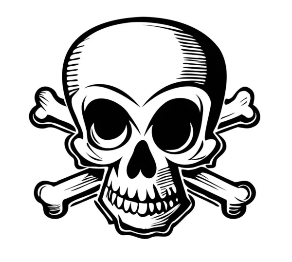 Crâne Joyeux Avec Logo Dessin Main Illustration Halloween — Image vectorielle