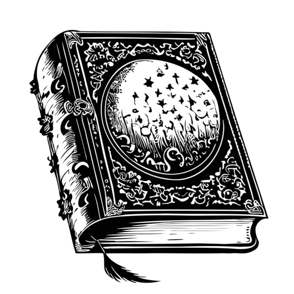 Corán Libro Musulmán Bosquejo Ilustración Dibujada Mano — Vector de stock