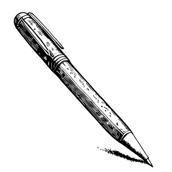 Retro Pen Hand Drawn Sketch Illustration Write — Stock Vector