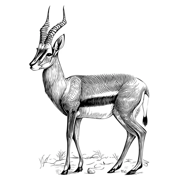 Antilope Schets Hand Getekend Doodle Stijl Illustratie — Stockvector