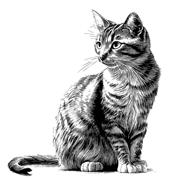 Kot Szkic Strony Rysowane Stylu Doodle Ilustracji — Wektor stockowy