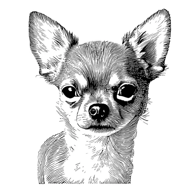 Chihuahua Tvář Skica Ruka Nakreslené Kresleném Stylu Ilustrace — Stockový vektor