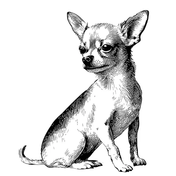 Chihuahua Skica Ručně Kreslené Kresleném Stylu Ilustrace — Stockový vektor