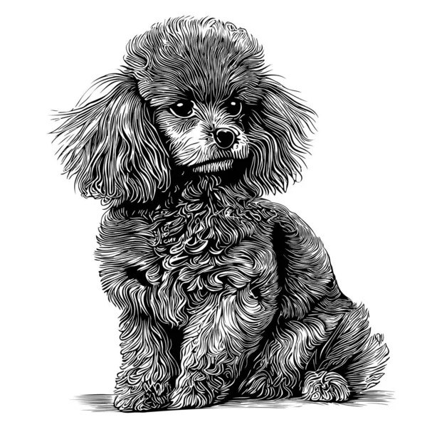 Παιχνίδι Poodle Χέρι Ζωγραφισμένο Σκίτσο Στυλ Doodle Εικονογράφηση — Διανυσματικό Αρχείο