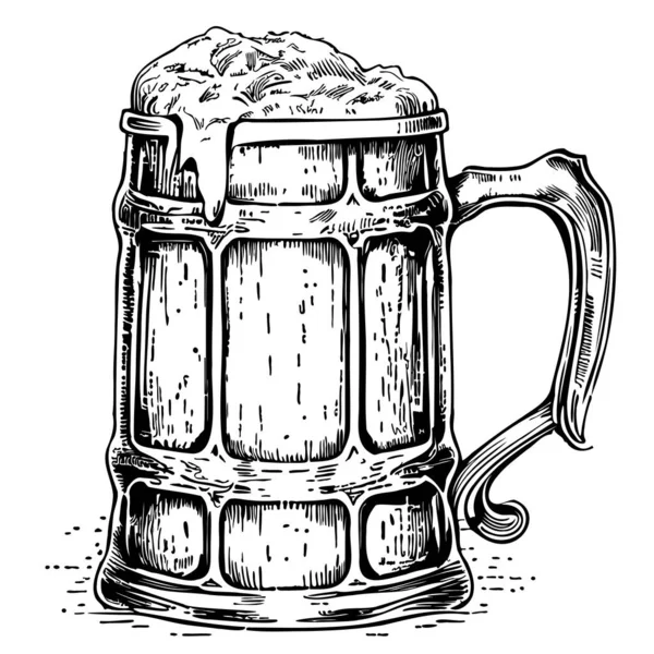 Taza Cerveza Boceto Dibujado Mano Ilustración Estilo Garabato — Archivo Imágenes Vectoriales