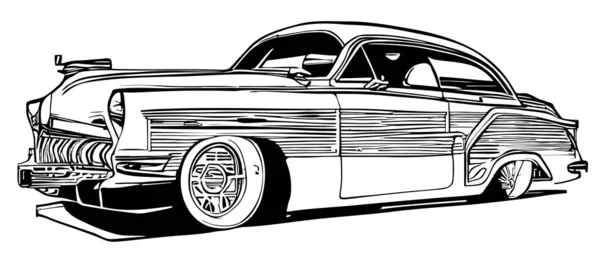 Retro Auto Hand Getekend Schets Doodle Stijl Illustratie — Stockvector