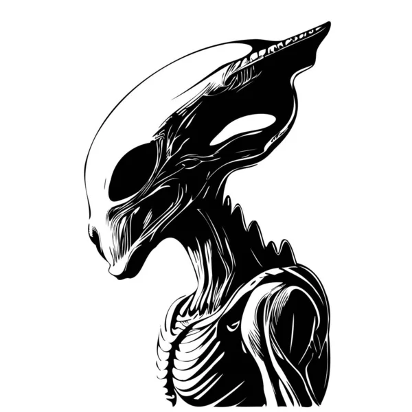 Boceto Espacial Extraterrestre Dibujado Mano Estilo Doodle Ilustración — Vector de stock