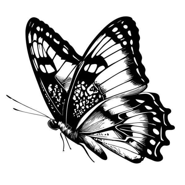 Krásná Motýlí Skica Ručně Kreslené Kresleném Stylu Ilustrace — Stockový vektor