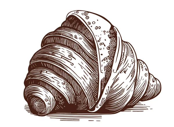Croissant Hand Getekend Schets Doodle Stijl Illustratie Ontbijt — Stockvector