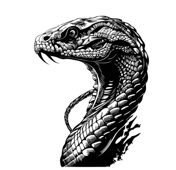 蛇肖像画手绘涂鸦风格画图 — 图库矢量图片