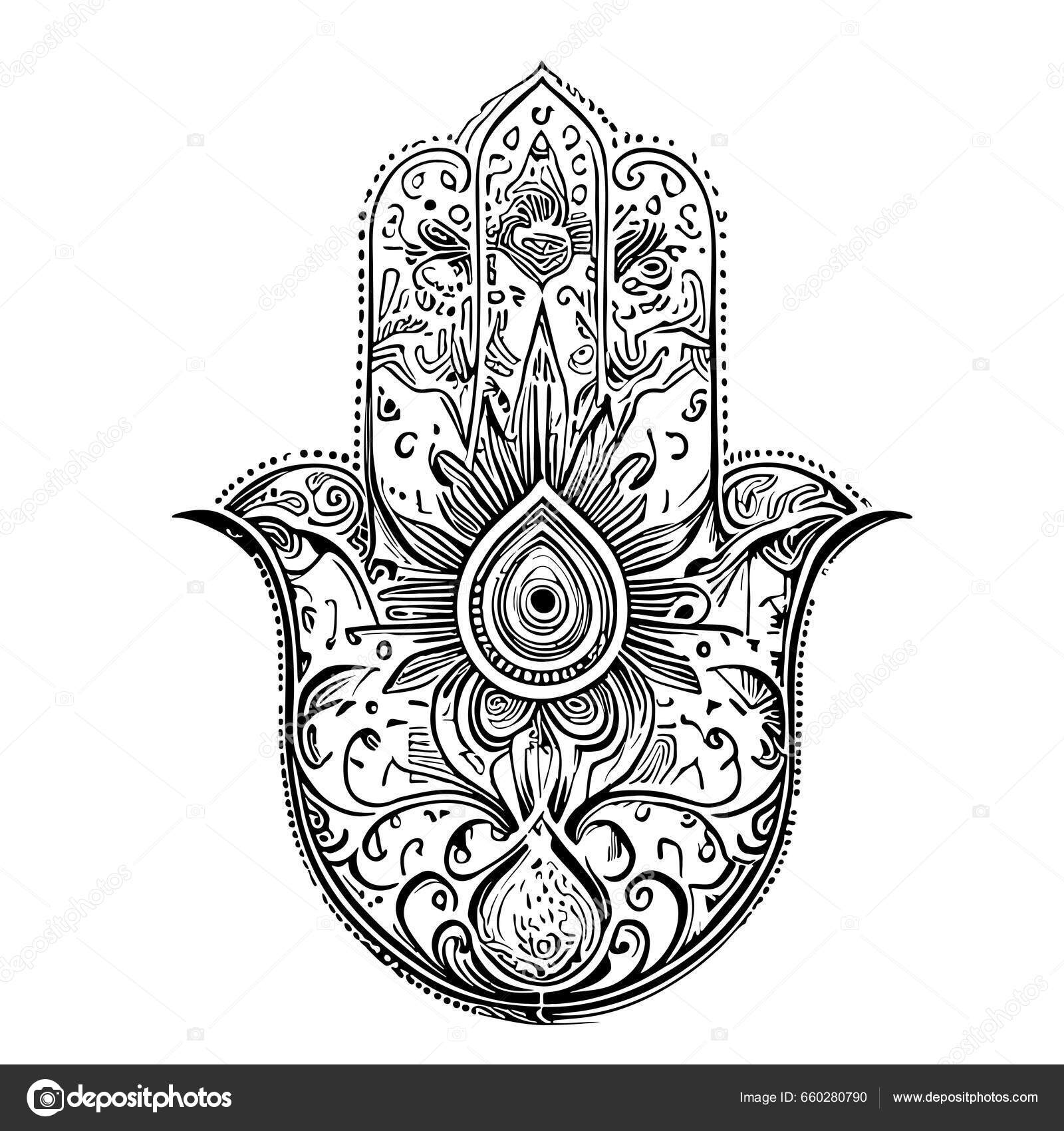 Hand Fatima Symbol Sketch Hand Drawn Doodle Style Illustration Stock ...