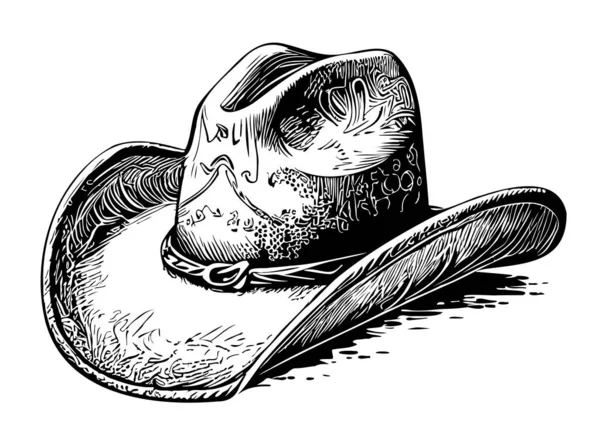 Sombrero Vaquero Agricultor Bosquejo Dibujado Mano Estilo Garabato Ilustración — Archivo Imágenes Vectoriales