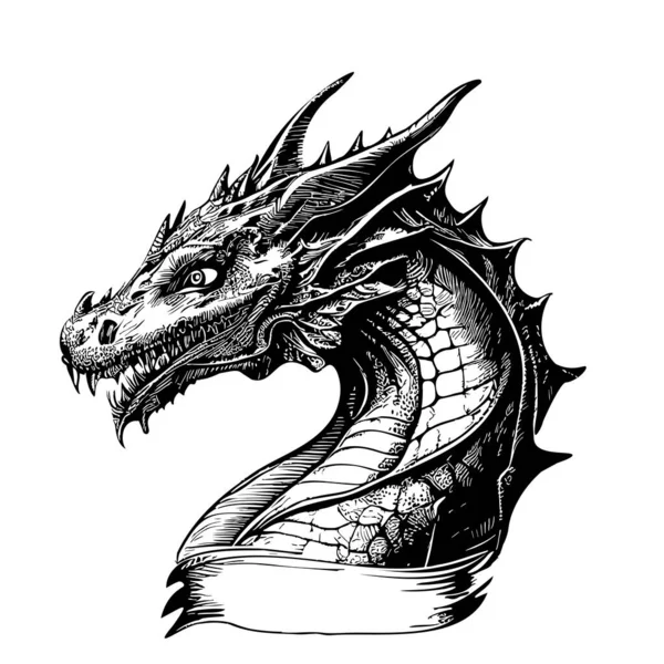 Dibujo Dibujado Mano Dragón Estilo Doodle Ilustración — Vector de stock