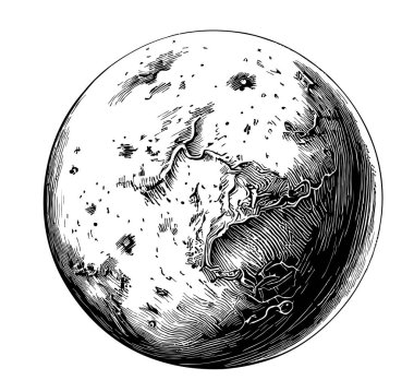 Mars gezegeni elle çizilmiş taslak çizim alanı
